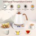Gooseneck Electric Kettle, Intelligent Temperature Control, Stainless Steel Inner, Quick Heating, for Pour Over Coffee, Brew Tea, Boil Hot Water, 1000W 0.9L Cream White
