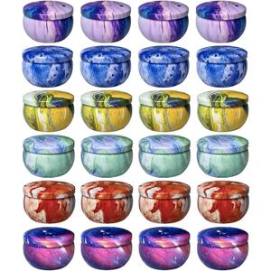 24 Pcs 2.5 oz Candle Tins for Candle Making with Lids(6 Colors)