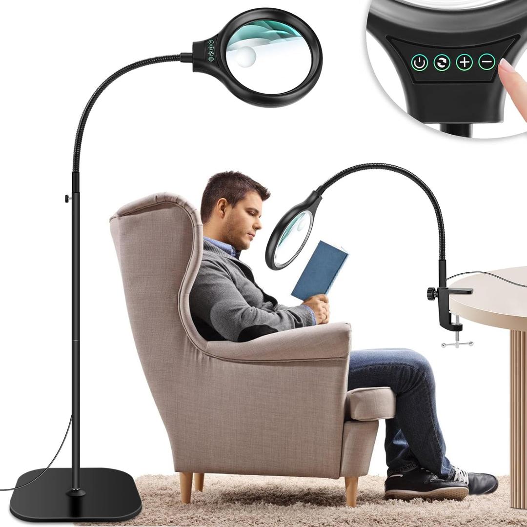 10X 30X Large Floor Magnifying Glass with Light and Stand,36 LED Flexible Gooseneck Floor Magnifying Lamp,Clip on Lighted Magnifiers for Reading,Sewing,Crafts,Painting,DIY,Close Work 10X 30X Large Floor Magnifying Glass with Light and Stand,36 LED Flexible Gooseneck Floor Magnifying Lamp,Clip on Lighted Magnifiers for Reading,Sewing,Crafts,Painting,DIY,Close Work