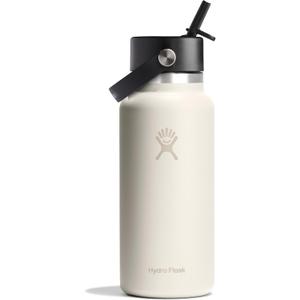 Hydro Flask Water Bottle - Insulated Stainless Steel - Wide Straw Lid, Non Spill, Leakproof in 32 Oz Ivory