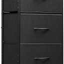 WLIVE Fabric Dresser, 5-Drawer Tall Dresser for Bedroom, Storage Organizer with Fabric Bins, Wood Top, Sturdy Steel Frame, Chest of Drawers for Closet, Hallway, Charcoal Black