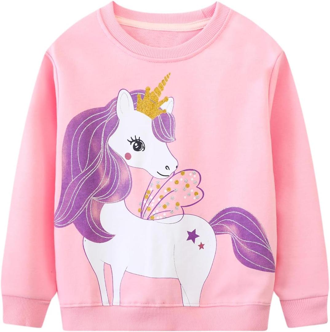 Toddler Girl Cotton Long Sleeve Sweatshirt Christmas Clothing 2-9Y (6-7 Years, #Pink Unicorn) Toddler Girl Cotton Long Sleeve Sweatshirt Christmas Clothing 2-9Y (6-7 Years, #Pink Unicorn)