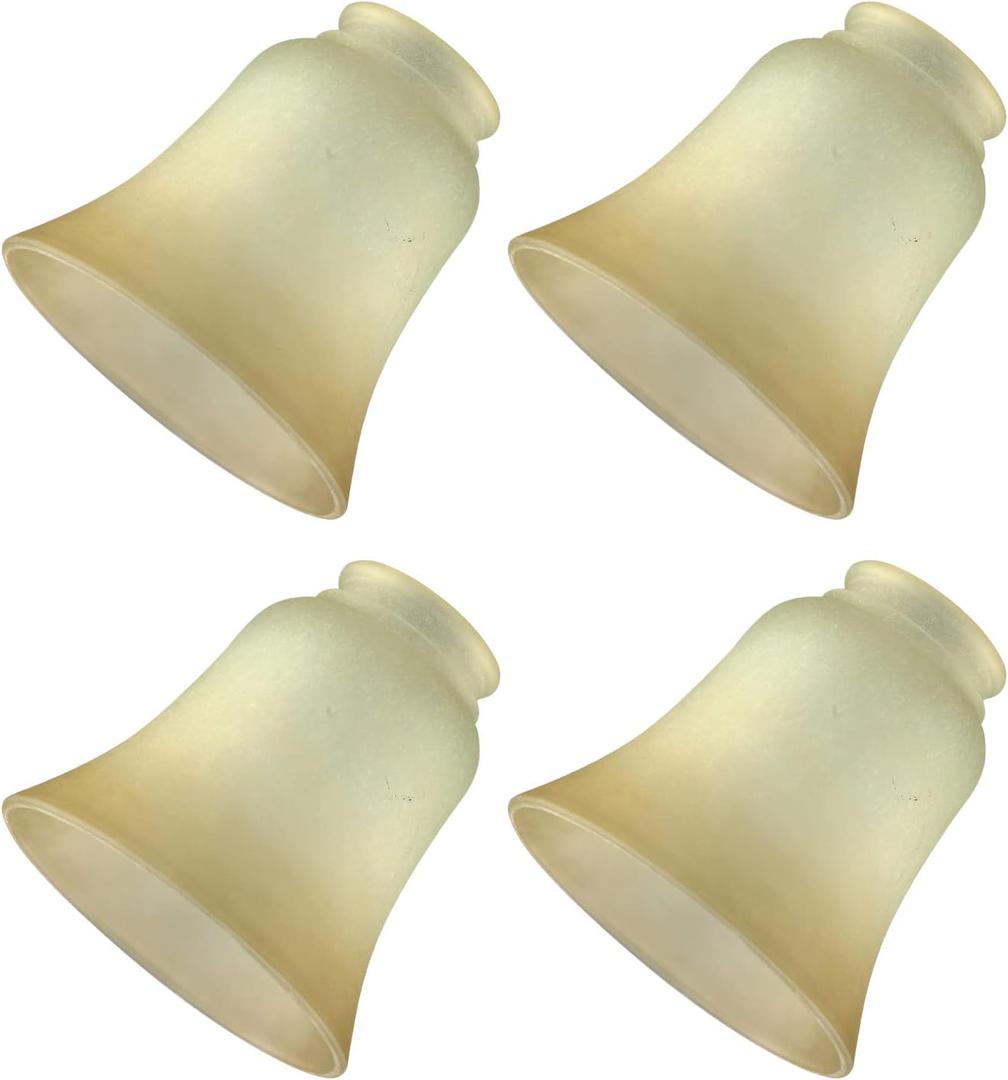 Glass Shade Replacement for Ceiling Fan, 4 Pack Vintage Farmhouse Glass Covers for Light Fixtures Chandeliar Vanity Lighting, Tea Stain Color 2 1/8" Fitter Size