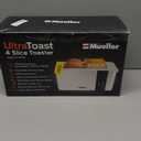 Mueller UltraToast Full Stainless Steel Toaster 4 Slice, Long Extra-Wide Slots for Bagels and Waffles, 6 Browning Levels, LED Display, Cancel/Defrost/Reheat Functions & Removable Tray, Kitchen Gadgets