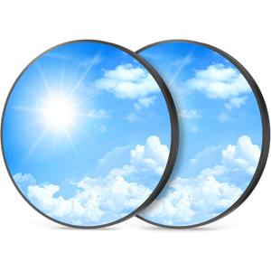 12" Blue Sky Flush Mount Ceiling Light Fixture,24W Dimmable 3000K/4000K/6000K 3 CCT Adjustable Black Ceiling Lights,LED Round Flat Panel Light for Kitchen Bedroom Hallway,ETL Listed (2-Pack) (Blue sky and white clouds)