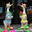Garden Statues Couple Duck, Funny Cartoon Duck Garden Statues Indoor Outdoor Decorations Cute Ducks Art Dcor Goose for Yard Home Garden Patio and Office (2- Pack) (Couple Duck 3.14*3.9*11inch)