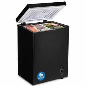 3.5 Cu.Ft Chest Freezer, Small Deep Freezer with 7 Adjustable Thermostat, Low Noise & Energy Saving Compact Mini Freezer with Removable Basket for Home, Garage, Basement, Apartment, Dorm