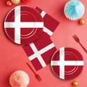 Denmark Flag Theme Tableware, Denmark Party Supplies, Paper Plate, Napkin, Fork, Danish Flag Party Supplies for Constitution Day, National Celebrations, or Themed Events, Serve 24