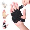 DrFinger Finger Ulnar Deviation Splint Brace, Finger Joint Deviation Orthopedic Corrector With Metal Bracket-Black-(Right-S/M)