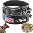 2.5" Tactical Dog Collar for Medium Dogs, Adjustable Heavy Duty Military Nylon Dog Collar with Reflective Stitching & Padded Handle for Hiking/Running/Training (Black,M) (Neck Girth: 14"-20"(36-50cm))