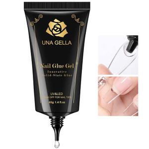 UNA GELLA Soft Gel Nail Tips Gl ue Solid Nails Gl ue Gel 40ml Lamp Curing Needed Soak Off G LUE Strong Nail G LUE G el for Acrylic Fake Nails Tips Extension Press On Nails for Gelly Tips