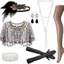 RIOSO 1920s Accessories for Women Flapper Gatsby Roaring 20s Accessories Costume Black