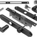 ReigaHood US Flat Slot Storm Door Handle Complete Set Fits for Larson and Wright Screen Door Hardware, 2-1/2" Handle PZ, 7/8" Backset, 7-1/4" Trimplate H.C., Non-Handed, Matte Black