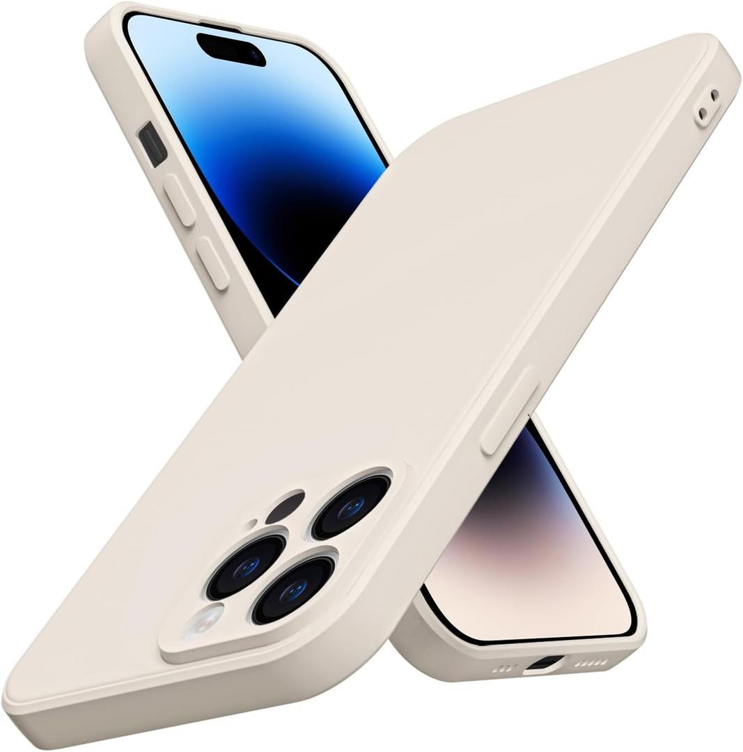 for iPhone 12 Pro Case,[Silky Touch Premium Liquid Silicone][Camera Protection] [Soft Anti-Scratch Microfiber Lining],Slim Soft Shockproof Phone Case,Beige 1-ip12p-02-CP