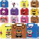 24Pack Five Nights at Freddy Party Gift Boxes - Five Nights at Freddy Party Favor Supplies Candy Treat Gift Boxes with Handles for Birthday Party Decorate - 12 Different Designs