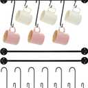 Set of 2 Coffee Mug Holder Wall Mounted Coffee Mug Rack with 12 Hooks Cup Holder Organizer Hanger for 12 Cups Kitchen Bar Restaurant Hanging Storage Display