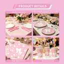 Pink Bow Plates and Napkins, Cups, Cutlery Set Serve 16, 112 Pcs