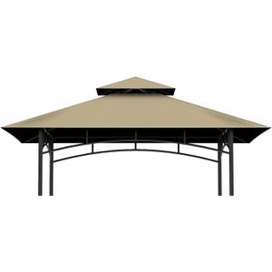 Grill Gazebo Replacement Top, 5 * 8 Outdoor BBQ Top Cover, Double Layer BBQ Gazebo Top Canopy for Model #L-GG001PST-F (Khaki)