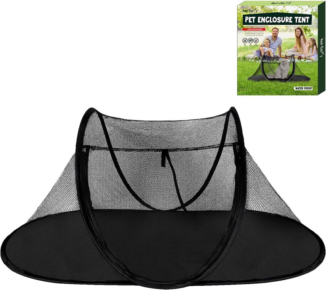 Cat Tent Outdoor, Pet Enclosure Tent Suitable for Cats and Small Animals, Indoor Playpen Portable Exercise Tent with Carry BagBlack 45.5"L x 24.5"W x 21.5"H