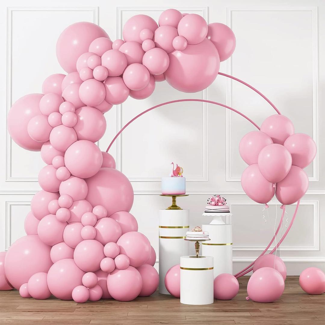 RUBFAC Pastel Pink Balloons Different Sizes 105pcs 5/10/12/18 Inch for Garland Arch, Pink Latex Balloon for Birthday, Wedding, Baby Shower, Gender Reveal, Anniversary Decorations