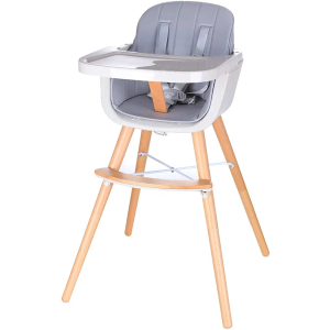 Foho Baby High Chair, Perfect 3 in 1 Convertible Wooden High Chair with Cushion, Removable Tray, and Adjustable Legs for Baby & Toddler (Gray)