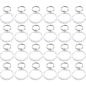 Split Ring Keychain Photo Film Keychain Transparent Photo Frame Keyring Car Picture Frame Car Key Chain Acrylic Blank Keyring Car Key Holder Empty Shell Mini White