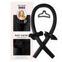 Satin Heatless Hair Curler Set Hair Rollers No Heat Curlers Curling Rod Headband with Hair Ties Clip Black