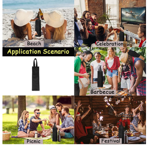 Black Wine Tote Bag, Reusable Non-Woven Fabric Wine Bags for Wine Bottles Gifts, 4"x 3.5" x 13.8" 20 Pack Wine Gift Bags with Handles, Wine Gift for Party, Wedding