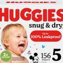 Huggies Size 5 Diapers, Snug & Dry Baby Diapers, Size 5 (27+ lbs), 156 Count (2 Packs of 78), Packaging May Vary