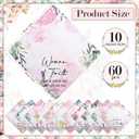 Tegeme 60 Pcs Church Gifts Bulk Handkerchiefs for Women Prayer Cloth Christian Handkerchiefs Bible Verse Gift