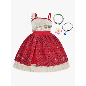 COTRIO Princess Dress for Girls Toddler Kids Outfit with Accessories Necklace Halloween Costume for Girl Dress Up Clothes, Size 100