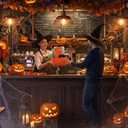 30 Set Halloween Coffee Cups Holder, Halloween Coffee Drink Carrier Supplies for 2/4 Cups, 12-30 oz Hot/cold Drinks Carriers Holder for Trick or Treat Spooky Party Decorations, Orange Purple Color