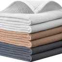 QUILTINA Dish Towels Set,100% Cotton Waffle Weave Kitchen Towels 6 Pack,14 x 14 Inches Dish Towels for Kitchen,Super Absorbent for Drying and Cleaning (Khaki,Light Gray, Dark Grey)