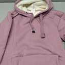 Gnveub Women's Casual Winter Warm Fleece Sherpa Lined Hooded Sweatshirt Thick Pullover Plus with Pockets (Large, Purple)