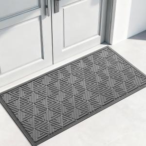 Yimobra Large Door Mat 47x24, All-Weather Waterproof Non-Slip Welcome Matt Outdoor, Heavy Duty Non Slip Doormat for Entryway for Patio and Garage Indoor, Easy Clean, Grey