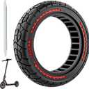 10X2.125 Off Road Tire for Electric Scooter Ninebot F20/F30/F40/F65, 10 inch Solid Rubber Tires for Front And Rear Solid Electric Scooter Tire Tubeless(Red 1pc)