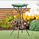 Evergreen Garden Metal Hourglass Shape Bird Bath Stand for Outdoors | 31" Tall Fits up to 18" Diameter Bowls | Weatherproof Easy Assembly | 4 Stable Steel Legs for Garden Patio Outside