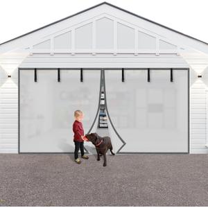 Privacy Garage Door Screen Blackout for 2 Car Garage-16x7FT Privacy Silver Grey Heavy Duty Magnetic Garage Screen, Hands Free, Magnetic Privacy Garage Screen Door