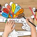 2 x Gatherfun Autumn Children School Party Decor, 12ct Fall Thanksgiving Paper Headbands - Color Your Own Turkey Activity Headbands, Thanksgiving Party Craft Activities & Turkey Party Favors