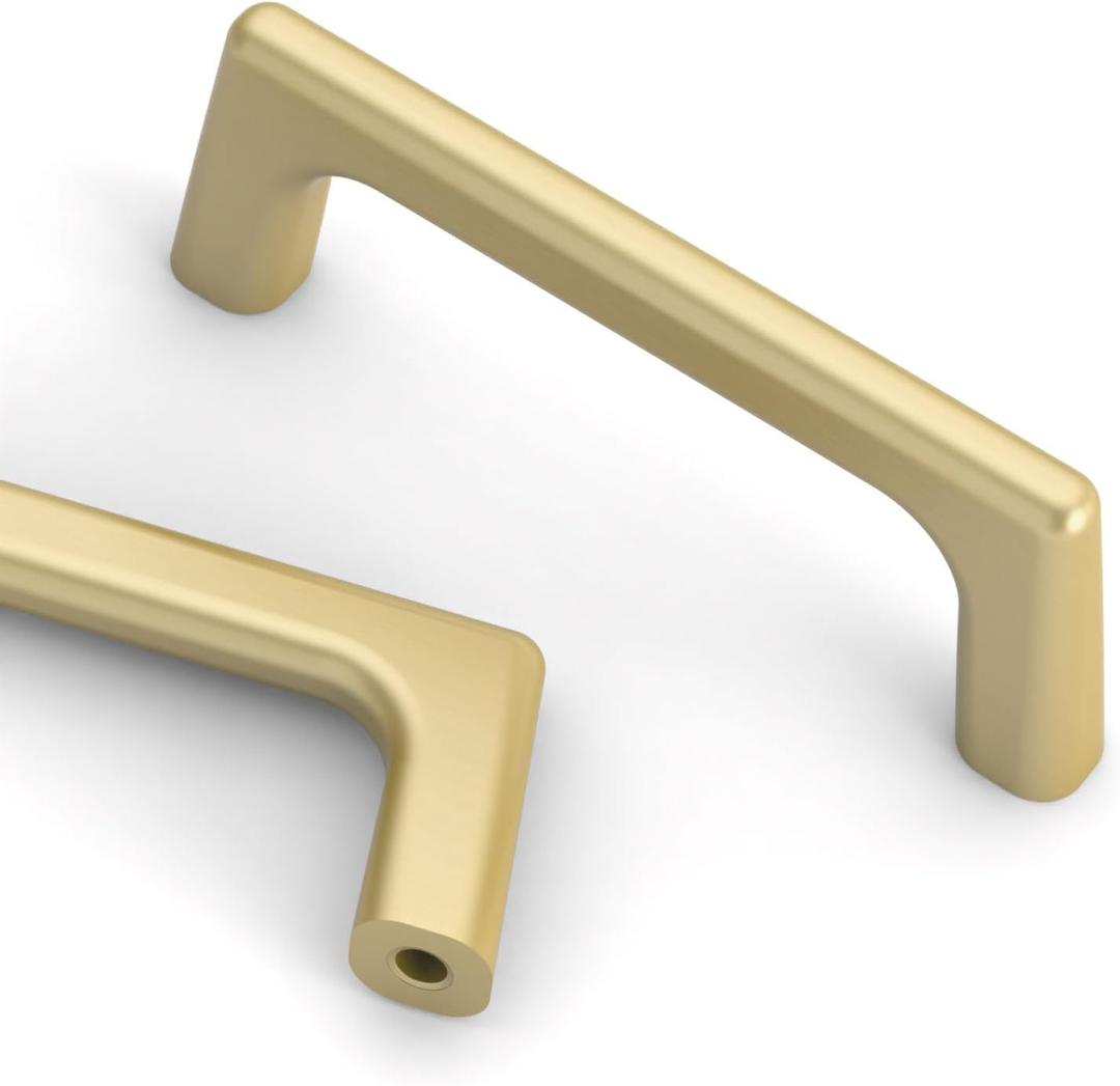 Asidrama 10 Pack 3 Inch(76mm) Brushed Gold Cabinet Pulls Cabinet Handles Cupboard Handles Kitchen Cabinet Hardware for Cupboard Drawer Pulls (3" Hole Center)