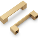 Hickory Hardware 10 Pack Kitchen Cabinet Handles, Low Profile Drawer Pulls for Doors & Dresser Drawers, Hardware for Bathroom, 3 Inch Hole Center, Brushed Brass