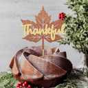 2 x Gyufise 1 Pack Thankful Glitter Cake Topper Happy Thanksgiving Day Cake Decoration for Fall Harvest Party Clear Treat Picks Autumn Party Supplies (Brown)