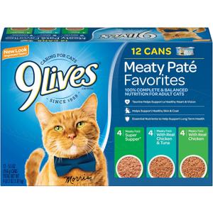 9Lives Pat Favorites Wet Cat Food Variety Pack, 5.5 Ounce (Pack of 12)