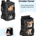 HOVONO Double-Compartment Pet Carrier Backpack for 2 Cats or Small Dogs, Dual Travel Dog Cat Carrier wih Breathable Mesh Windows, Fits Pets up to 20 lbs, Perfect for Traveling/Hiking/Camping, Black