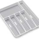 madesmart Classic Large Silverware Tray - White |CLASSIC COLLECTION | 6-Compartments| Kitchen Drawer Organizer | Soft-Grip Lining and Non-Slip Rubber Feet | BPA-Free