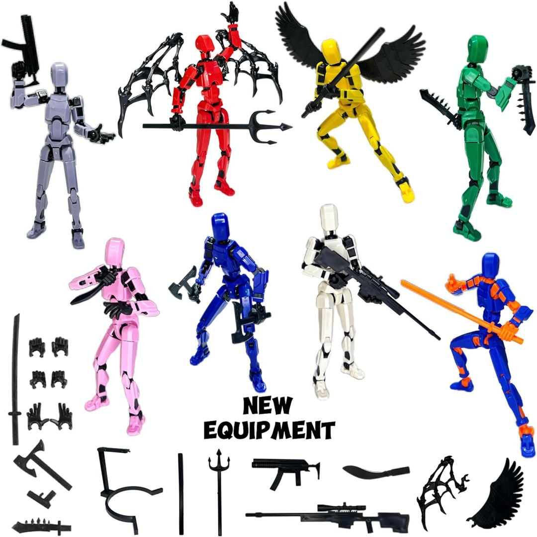 (Assembly Completed) 8 Packs Titan13 Action Figure Set, Dummy 13 3d Printed Action Figure Toy Gifts for Kids, Robot 13 ActionFigure Full Body Mechanical Doll Christmas Birthday Gift for Boys Girls