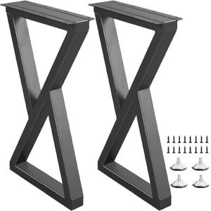 24 Inch Metal Table Desk Legs, Industrial Style Home DIY Project for Furniture,Nightstand,Coffee/End/Side Table Legs with Adjustable Floor Protector, Black (H24 x W14.2, 2Pcs)