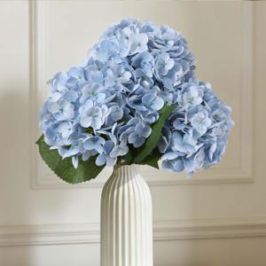 SwanMoon 3PCS Real Touch Artificial Hydrangea Flowers, 21 Inch Large Lifelike Silk Dry Faux Hydrangeas for Wedding, Home, Party, Office & Table Centerpiece Decoration (Light Blue)