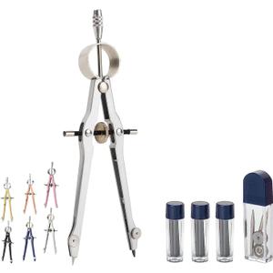 Mr. Pen- Professional Compass for Geometry, Extra Lead, Metal Compass, Compass, Compass Drawing Tool, Drawing Compass, Drafting Compass, Compass for Students, Compass Geometry (Silver)