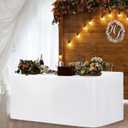 HolidayIdeas Fitted White Table Clothes - 72 x 30 Inch - 4 Pack Rectangle Table Covers for 6 Foot Tables, Polyester Fabric Tablecloths for Parties, Holiday Dinner, Wedding, Trade Show